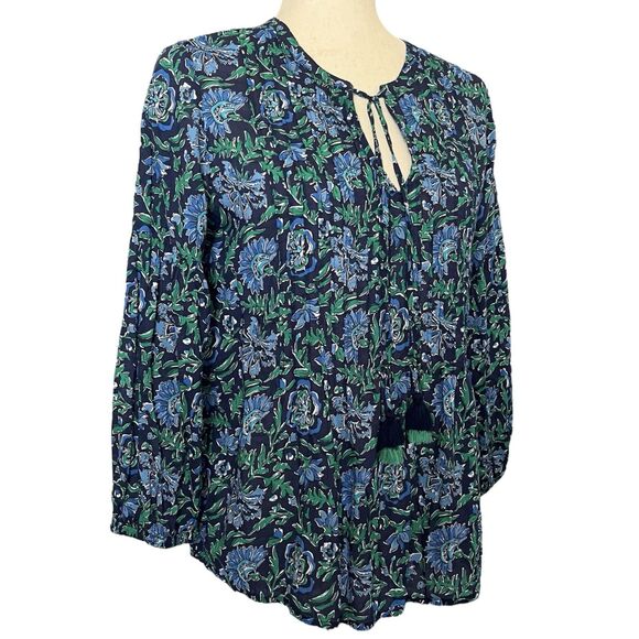 Vineyard Vines Pleated Floral Top Size XS Pintuck Boho Coastal Preppy Resortwear - Picture 1 of 13